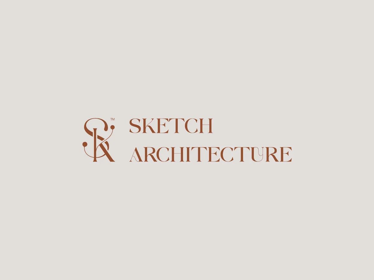 Sketch Architecture logo: SA monogram with terracotta serif wordmark